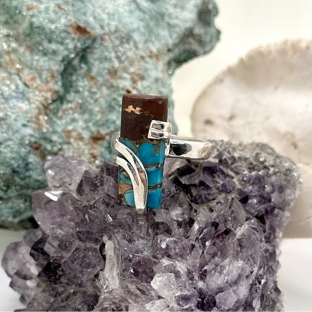 Rare Basalt Turquoise Solid Sterling Silver Ring